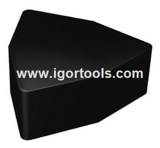 Solid CBN inserts for processing iron and chilled steel